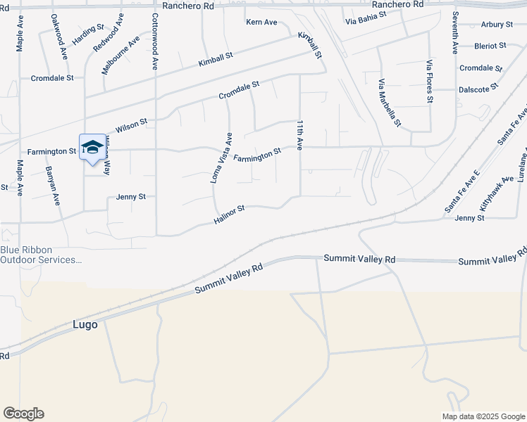 map of restaurants, bars, coffee shops, grocery stores, and more near 15219 Halinor Street in Hesperia