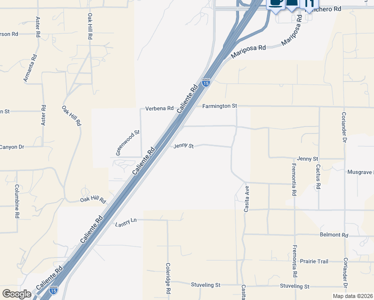 map of restaurants, bars, coffee shops, grocery stores, and more near 6701 Mariposa Road in Hesperia