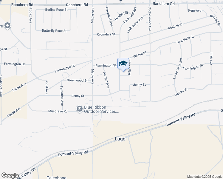 map of restaurants, bars, coffee shops, grocery stores, and more near 6731 Banyan Avenue in Hesperia