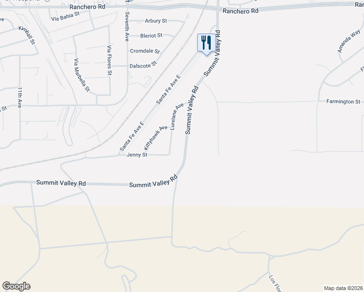 map of restaurants, bars, coffee shops, grocery stores, and more near 6714 Summit Valley Road in Hesperia