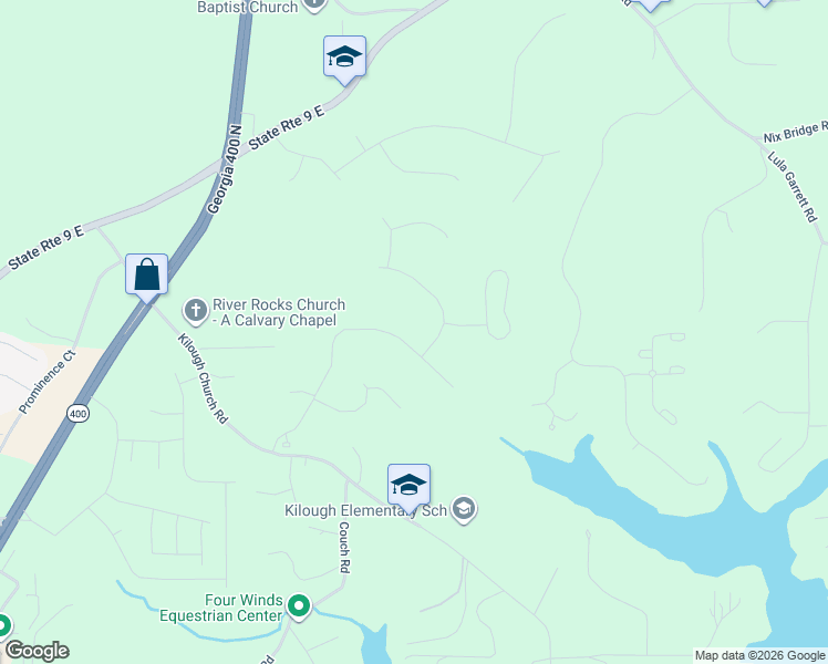 map of restaurants, bars, coffee shops, grocery stores, and more near 497 Oak Forest Drive in Dawsonville