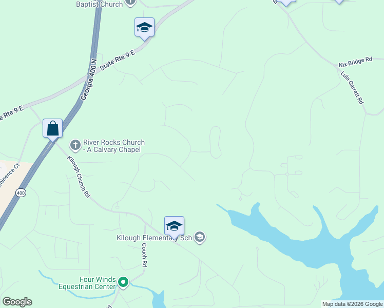 map of restaurants, bars, coffee shops, grocery stores, and more near 497 Oak Forest Drive in Dawsonville
