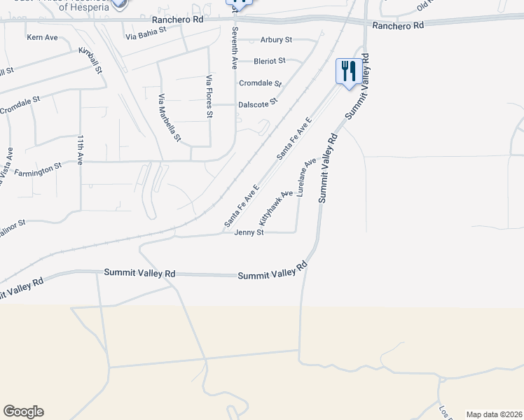 map of restaurants, bars, coffee shops, grocery stores, and more near 6764 Kittyhawk Avenue in Hesperia
