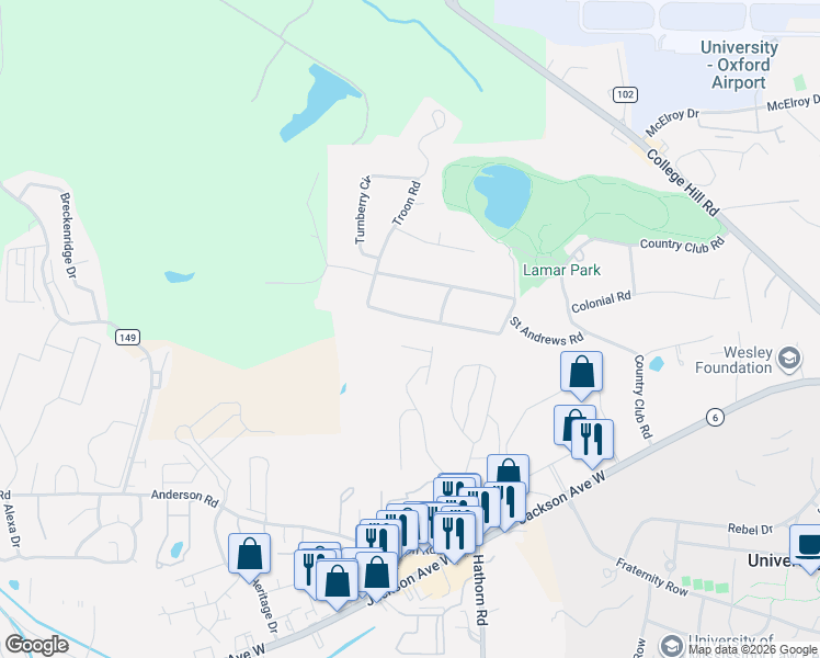 map of restaurants, bars, coffee shops, grocery stores, and more near 232 Saint Andrews Circle in Oxford