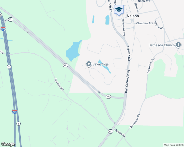 map of restaurants, bars, coffee shops, grocery stores, and more near 105 Hickory Lane in Ball Ground