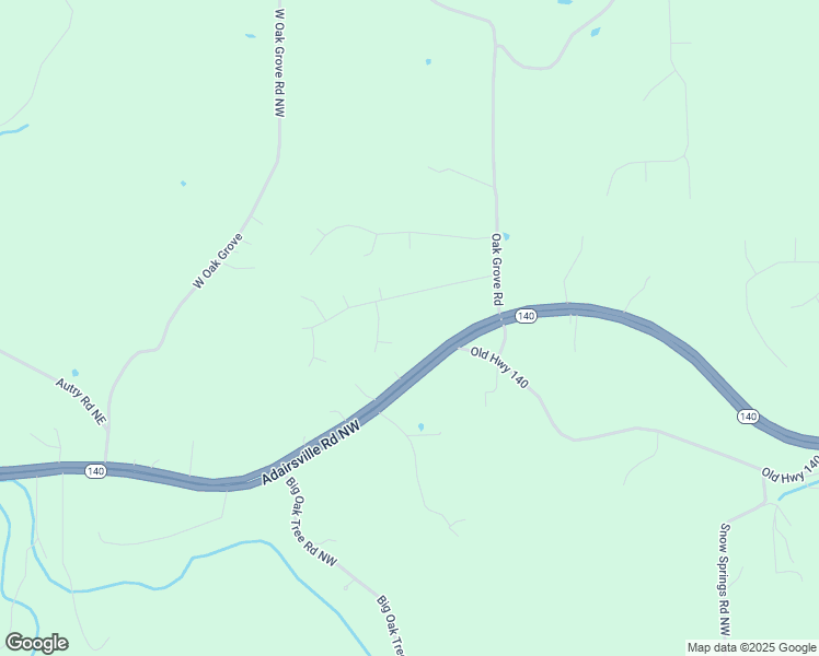 map of restaurants, bars, coffee shops, grocery stores, and more near 13 Oak Grove Court in Adairsville