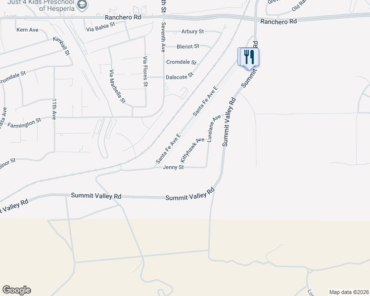 map of restaurants, bars, coffee shops, grocery stores, and more near 6764 Kittyhawk Avenue in Hesperia