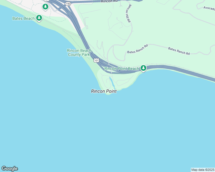 map of restaurants, bars, coffee shops, grocery stores, and more near 181 Rincon Point Road in Carpinteria