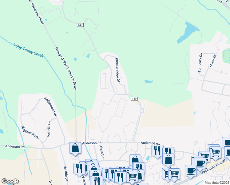 map of restaurants, bars, coffee shops, grocery stores, and more near 400 Anchorage Road in Oxford