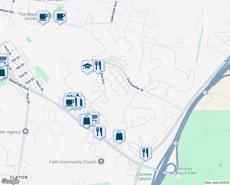 map of restaurants, bars, coffee shops, grocery stores, and more near 21226 Trumpet Drive in Santa Clarita