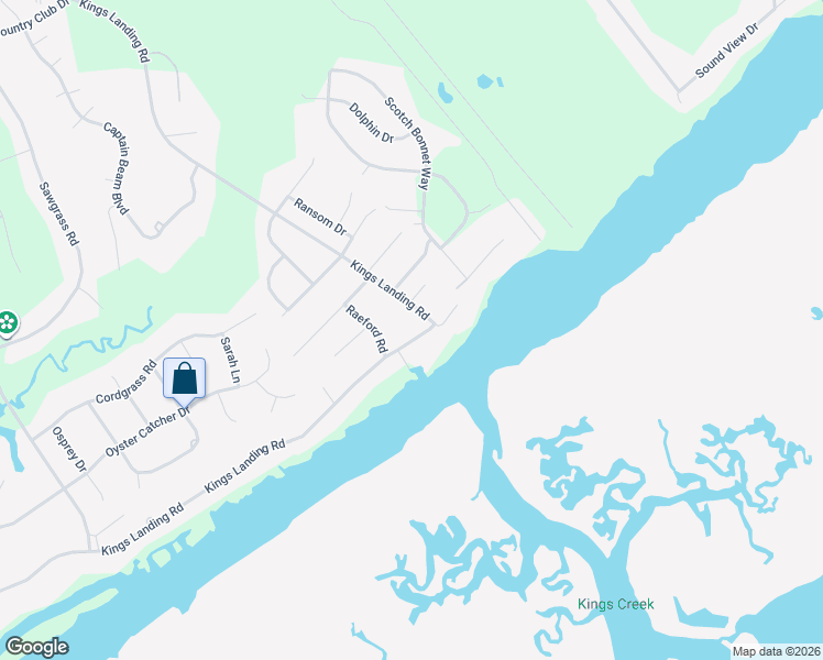 map of restaurants, bars, coffee shops, grocery stores, and more near 1166 Kings Landing Road in Hampstead