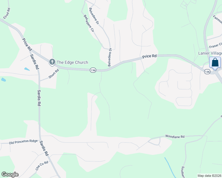 map of restaurants, bars, coffee shops, grocery stores, and more near 4005 Price Road in Gainesville