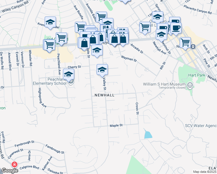 map of restaurants, bars, coffee shops, grocery stores, and more near 24540 Acorn Court in Santa Clarita