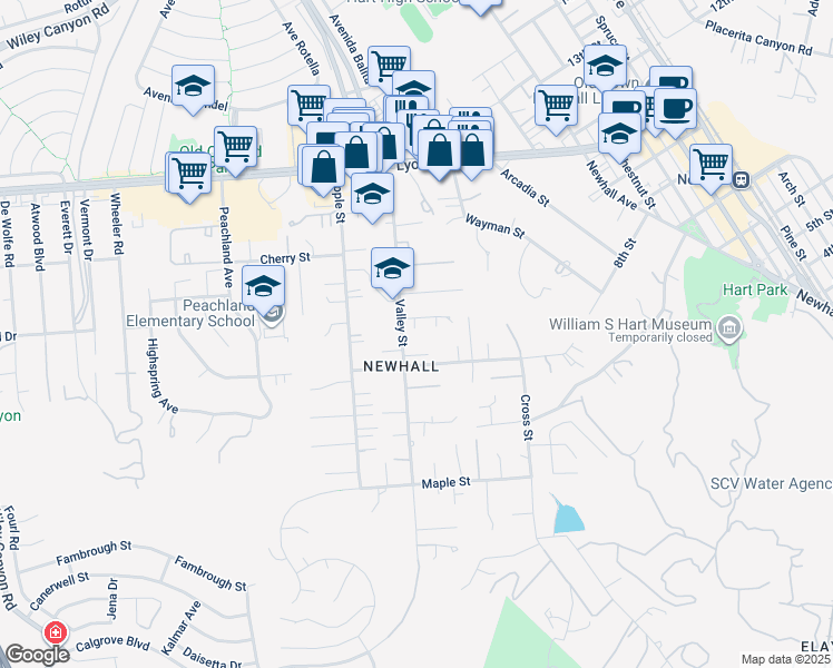 map of restaurants, bars, coffee shops, grocery stores, and more near 24540 Acorn Court in Santa Clarita