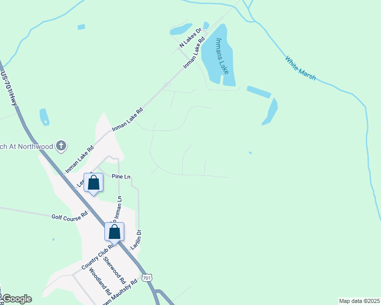 map of restaurants, bars, coffee shops, grocery stores, and more near 104 Juniper Court in Whiteville