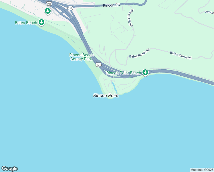 map of restaurants, bars, coffee shops, grocery stores, and more near 181 Rincon Point Road in Carpinteria
