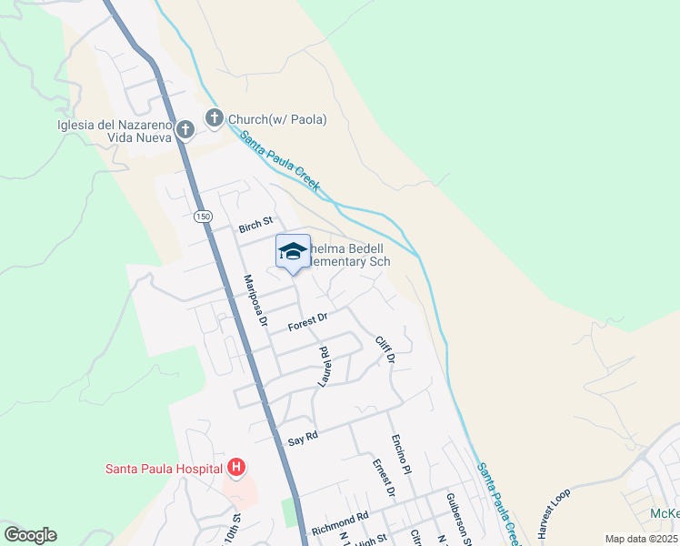map of restaurants, bars, coffee shops, grocery stores, and more near 1151 Grant Line Street in Santa Paula