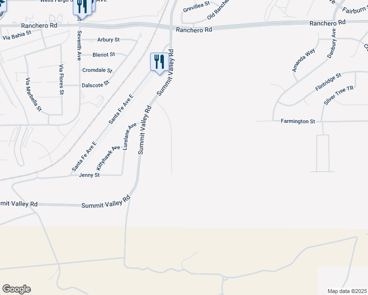 map of restaurants, bars, coffee shops, grocery stores, and more near Kent Street in Hesperia