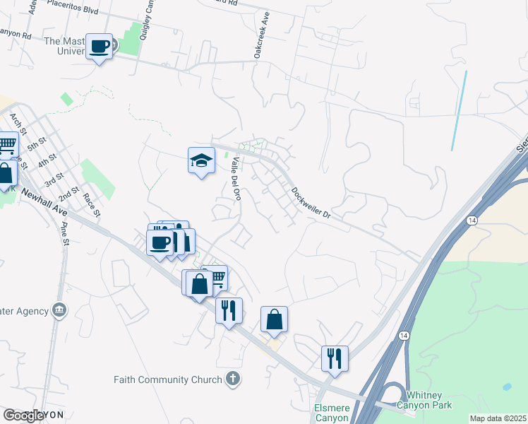 map of restaurants, bars, coffee shops, grocery stores, and more near 21203 Trumpet Drive in Santa Clarita