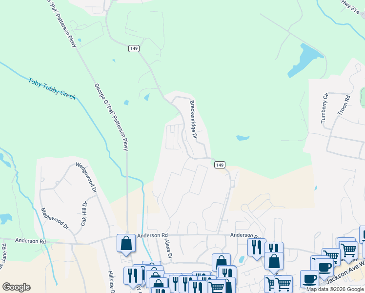 map of restaurants, bars, coffee shops, grocery stores, and more near 424 Anchorage Road in Oxford