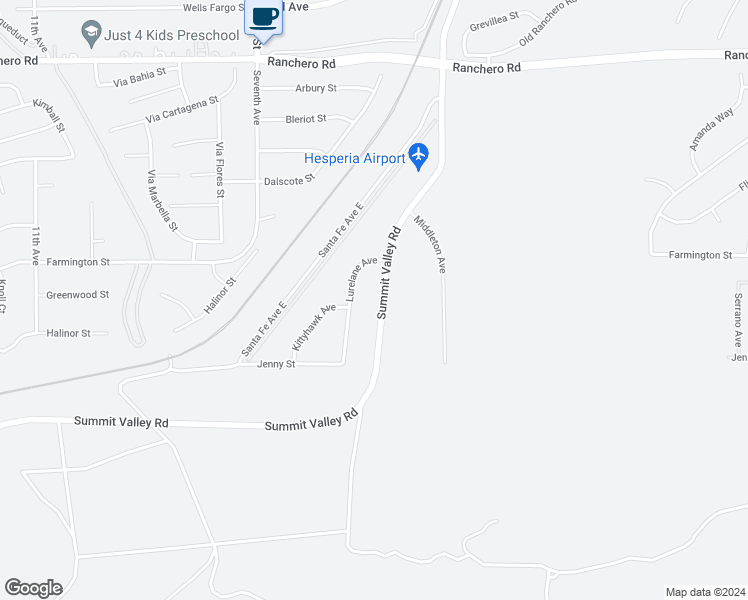 map of restaurants, bars, coffee shops, grocery stores, and more near 6830 Summit Valley Road in Hesperia