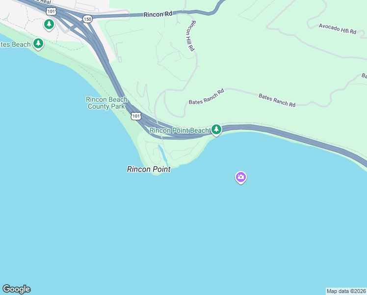 map of restaurants, bars, coffee shops, grocery stores, and more near 8105 Buena Fortuna Street in Carpinteria