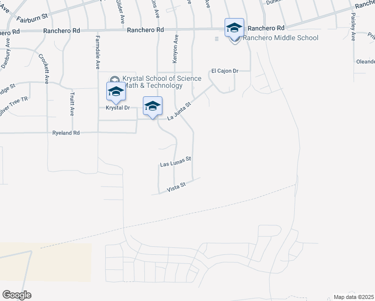 map of restaurants, bars, coffee shops, grocery stores, and more near 6830 Kenyon Avenue in Hesperia