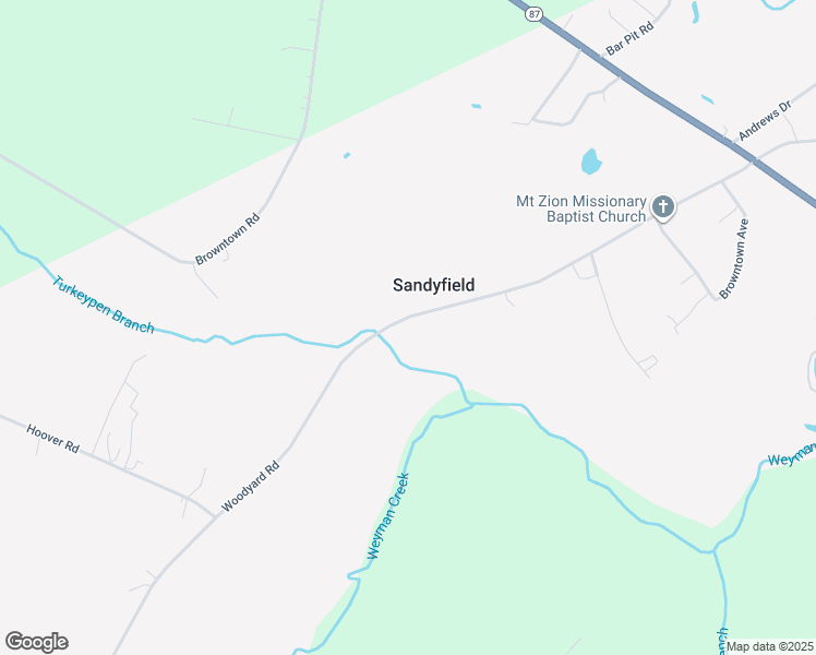 map of restaurants, bars, coffee shops, grocery stores, and more near 1390 Woodyard Road in Riegelwood