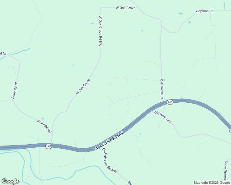 map of restaurants, bars, coffee shops, grocery stores, and more near 15 Kirby Court in Adairsville