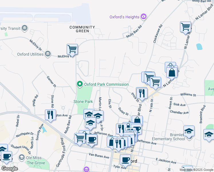 map of restaurants, bars, coffee shops, grocery stores, and more near 315 Price Street in Oxford