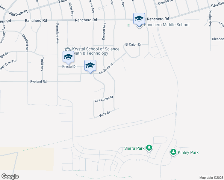 map of restaurants, bars, coffee shops, grocery stores, and more near 6850 Kenyon Avenue in Hesperia
