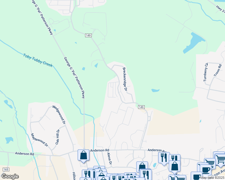 map of restaurants, bars, coffee shops, grocery stores, and more near 106 Saucer Lane in Oxford