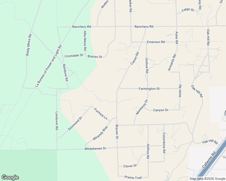 map of restaurants, bars, coffee shops, grocery stores, and more near 6850 Braceo Street in Oak Hills