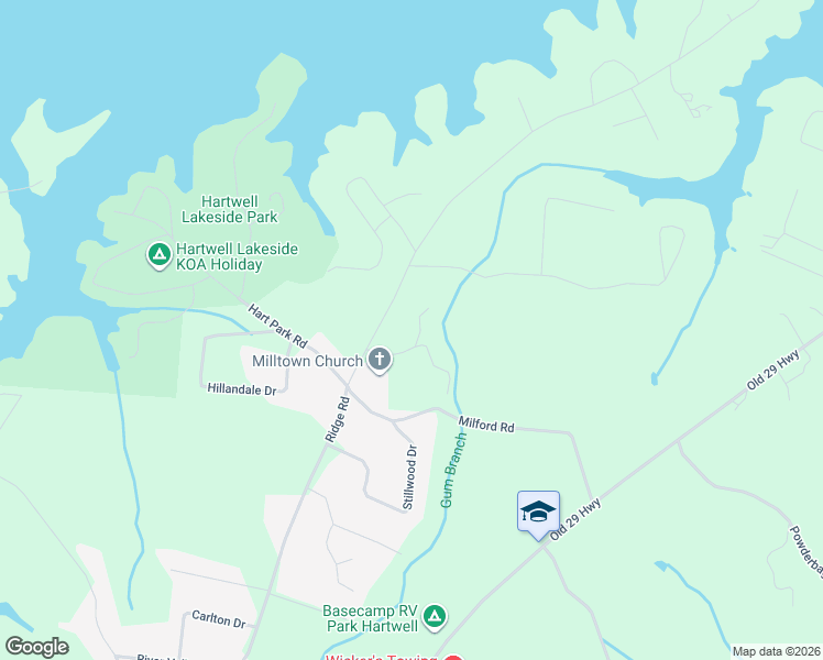 map of restaurants, bars, coffee shops, grocery stores, and more near 87 Little Milltown Road in Hartwell