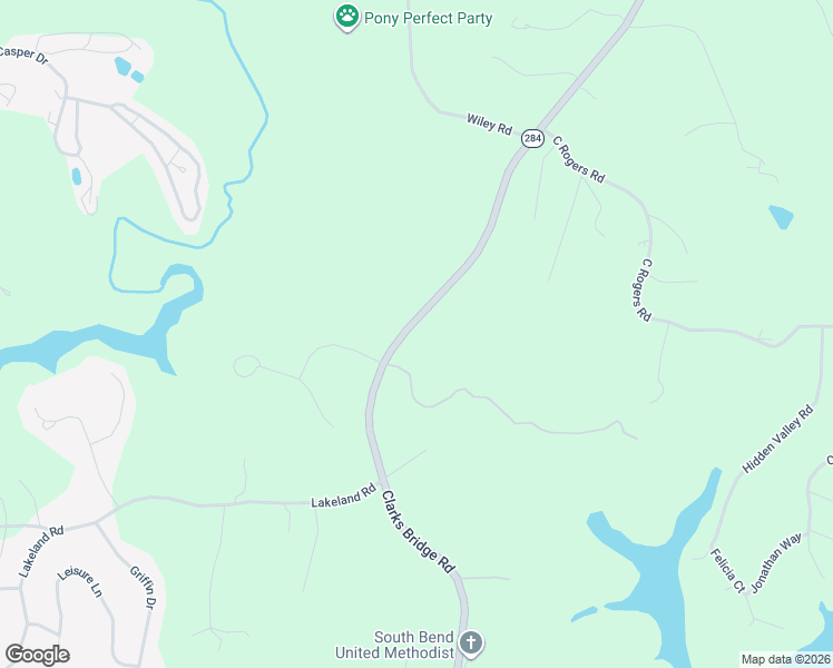 map of restaurants, bars, coffee shops, grocery stores, and more near 3692 Clarks Bridge Road in Gainesville