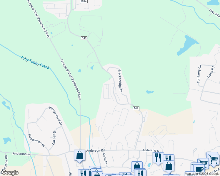 map of restaurants, bars, coffee shops, grocery stores, and more near 103 Saucer Lane in Oxford