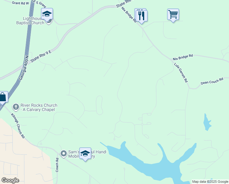 map of restaurants, bars, coffee shops, grocery stores, and more near 552 Henry Pirkle Drive in Dawsonville