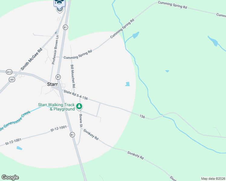 map of restaurants, bars, coffee shops, grocery stores, and more near 229 1st Avenue in Starr