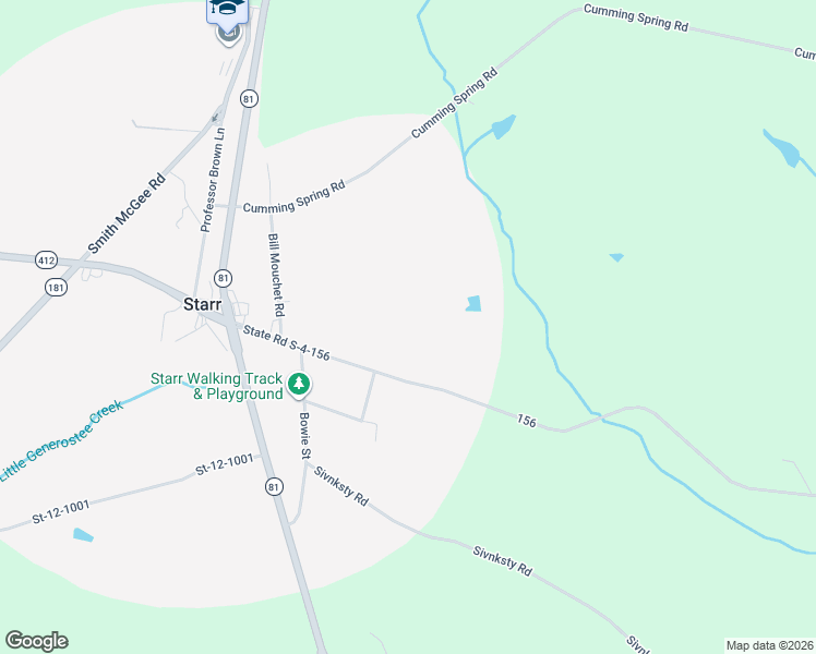 map of restaurants, bars, coffee shops, grocery stores, and more near 229 1st Avenue in Starr