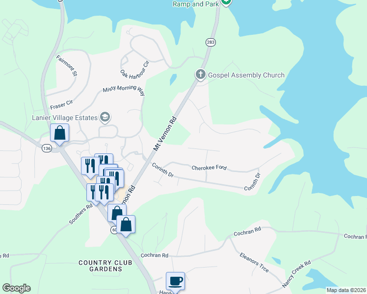 map of restaurants, bars, coffee shops, grocery stores, and more near 3709 Francis Trail in Gainesville