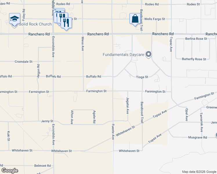map of restaurants, bars, coffee shops, grocery stores, and more near 6928 Fuente Avenue in Oak Hills