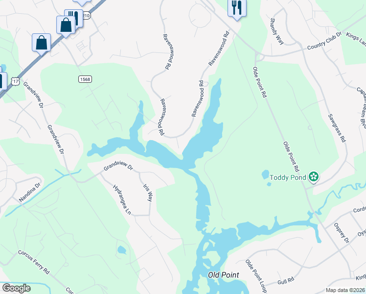 map of restaurants, bars, coffee shops, grocery stores, and more near 101 Marshview Road in Hampstead