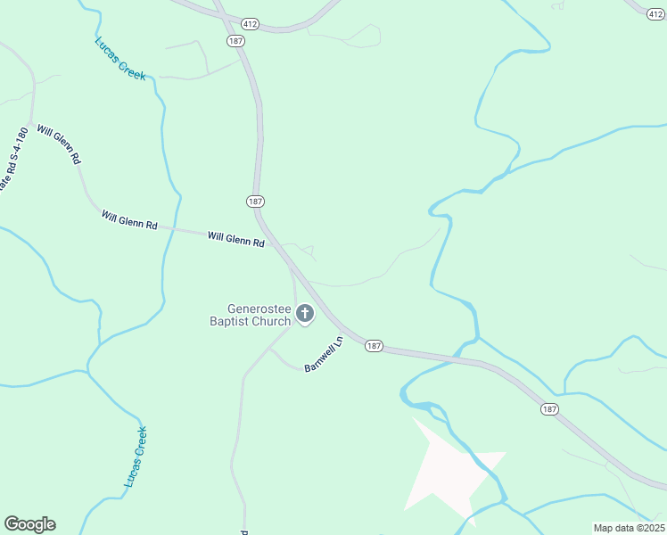 map of restaurants, bars, coffee shops, grocery stores, and more near 120 K C Berry Road in Starr