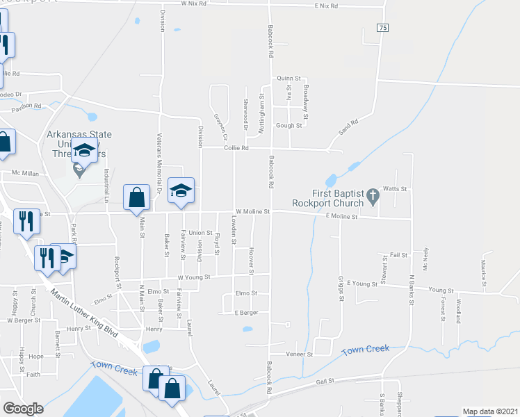 map of restaurants, bars, coffee shops, grocery stores, and more near 120 West Moline Street in Malvern