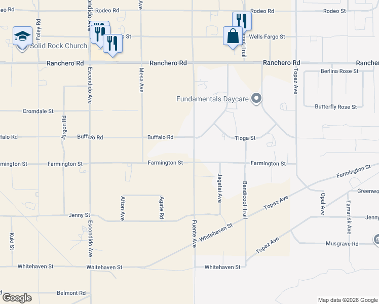 map of restaurants, bars, coffee shops, grocery stores, and more near 6928 Fuente Avenue in Oak Hills