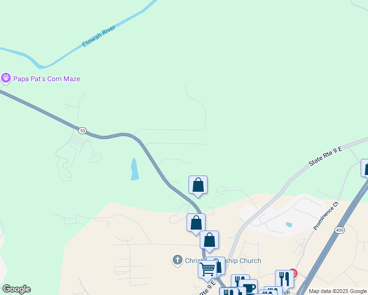 map of restaurants, bars, coffee shops, grocery stores, and more near 208 Meadows Court in Dawsonville