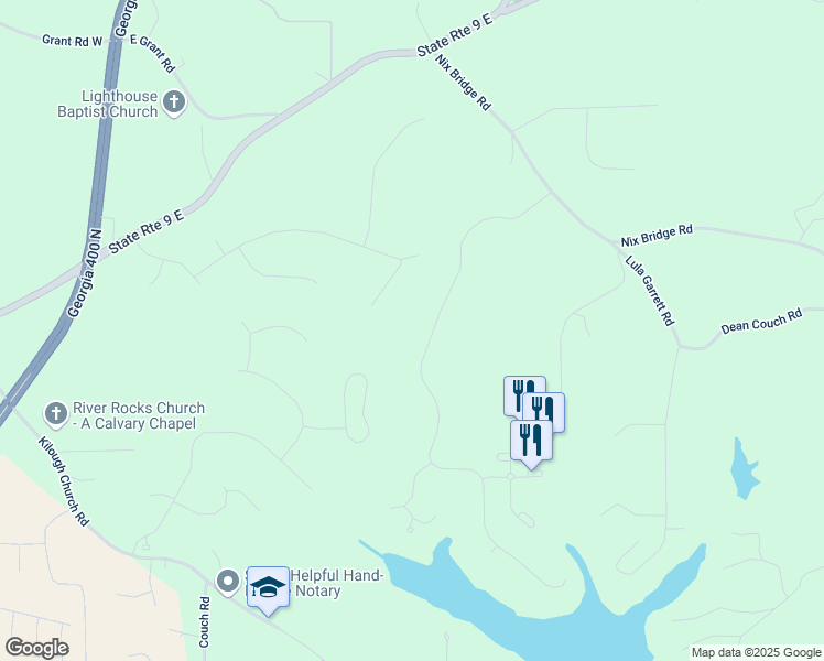 map of restaurants, bars, coffee shops, grocery stores, and more near 482 Henry Pirkle Drive in Dawsonville