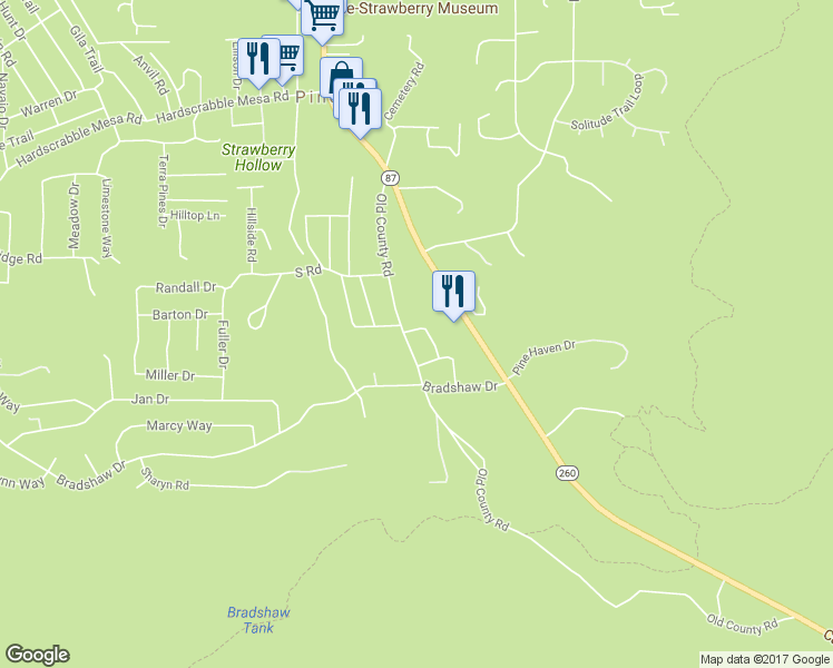map of restaurants, bars, coffee shops, grocery stores, and more near 3247 Old County Road in Pine