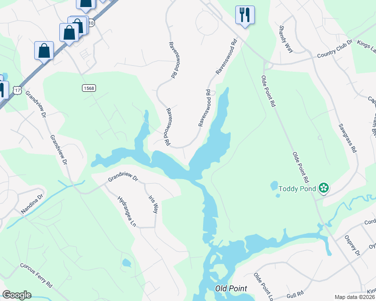 map of restaurants, bars, coffee shops, grocery stores, and more near 101 Marshview Road in Hampstead