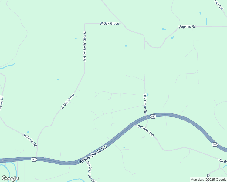 map of restaurants, bars, coffee shops, grocery stores, and more near 30 Northridge Circle in Adairsville
